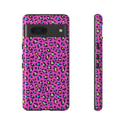 Funda resistente para teléfono Google Pink Neon Leopard: protector con estampado animal brillante