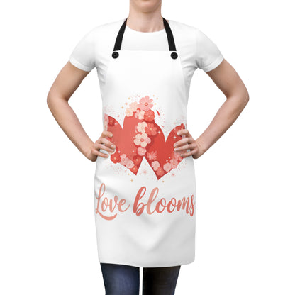 Love Blooms Apron — Floral Heart Kitchen Apron for Valentine’s Day & Gift
