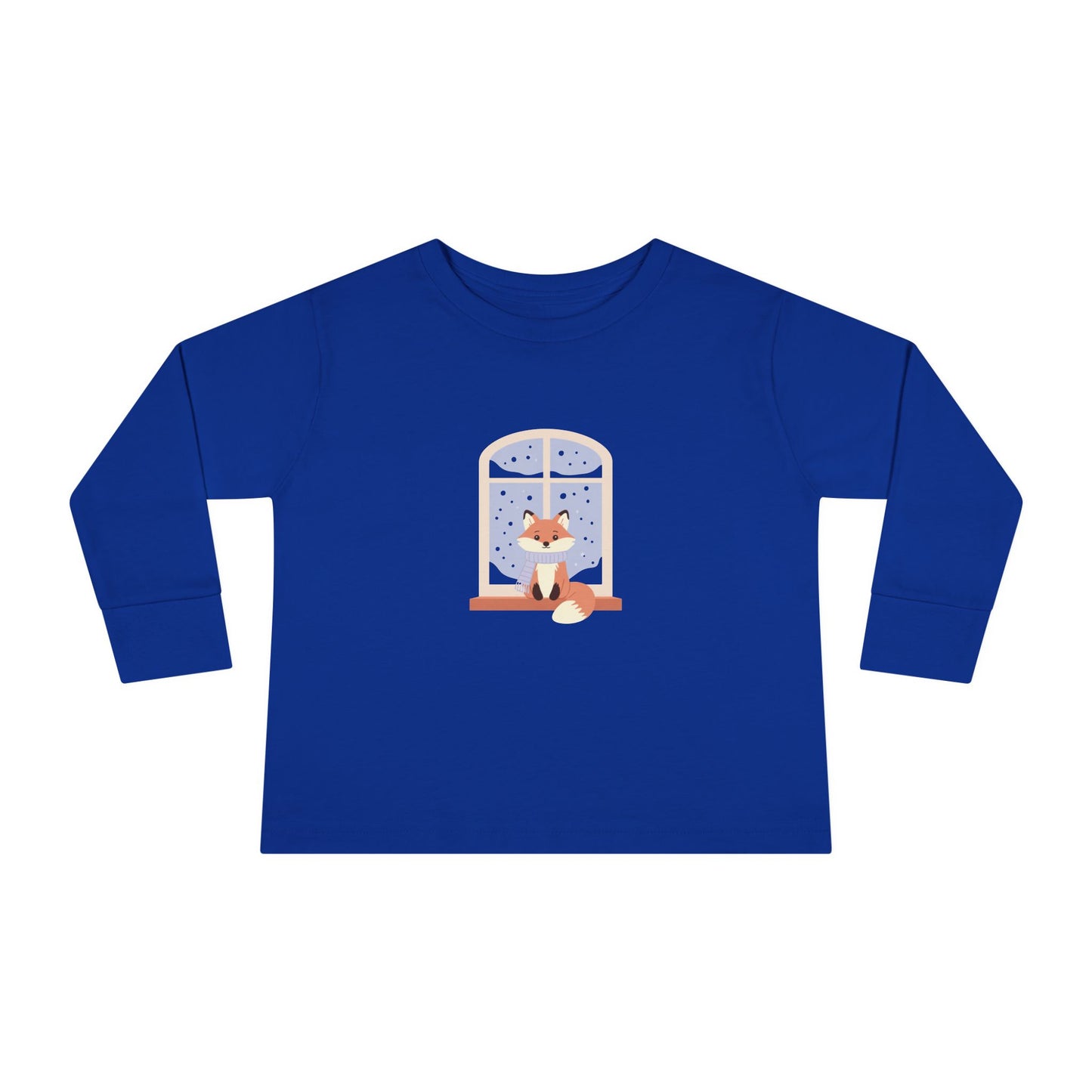 Toddler Long Sleeve Tee — Cozy Fox by Window Winter Sleepy Nursery Shirt