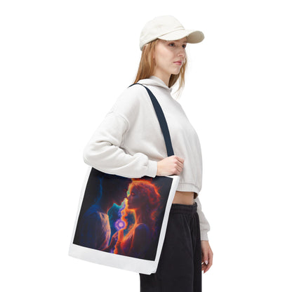 Cosmic Lovers Tote Bag — Flame & Ice Couple Art AOP