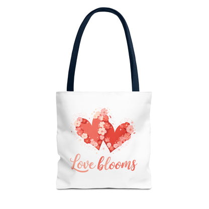 Love Blooms Heart Tote Bag — Floral Valentine Canvas Tote