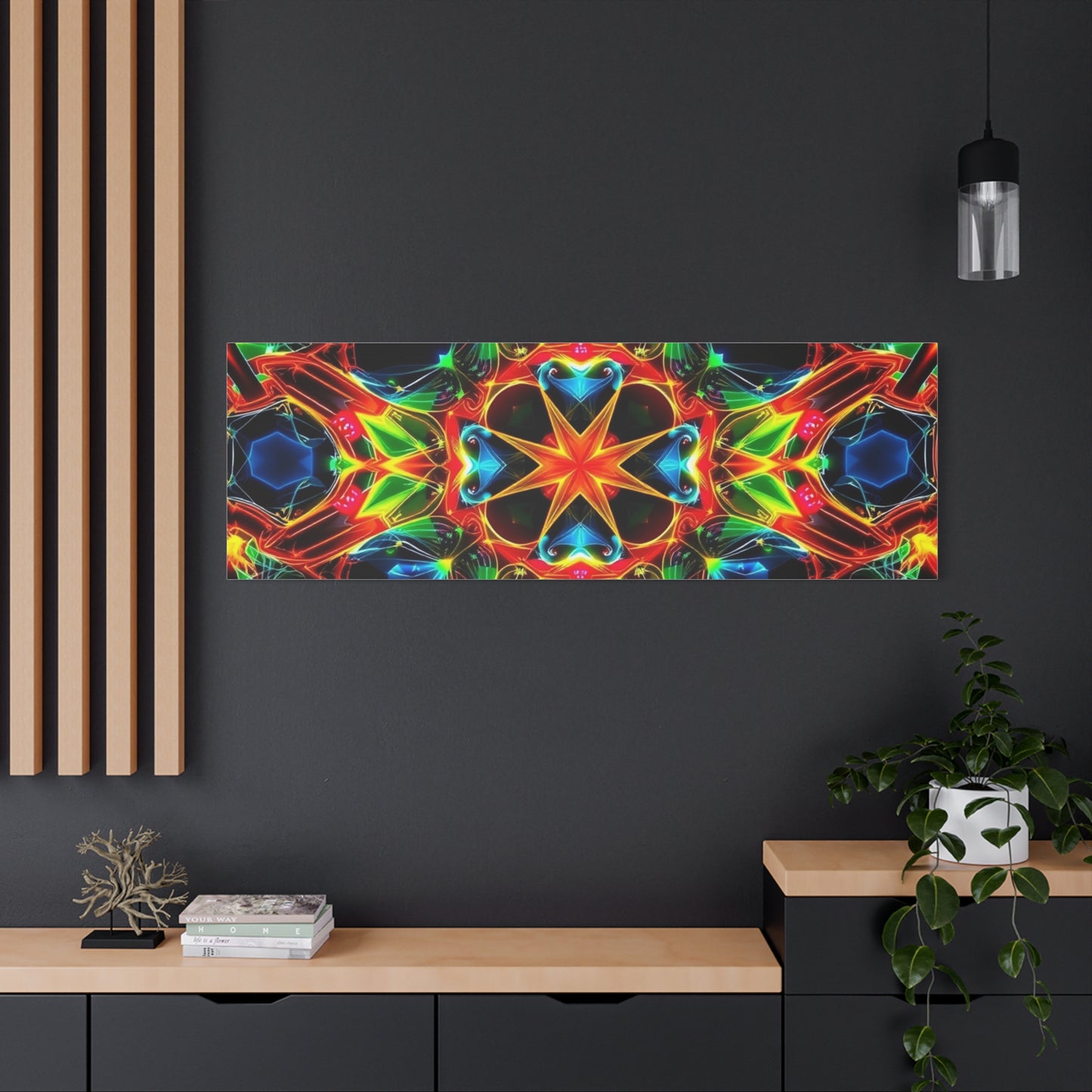 Kaleidoscope Neon Mandala Matte Canvas