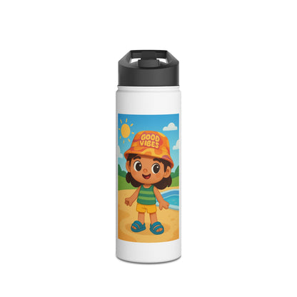 Botella térmica de acero inoxidable para niños Good Vibes — Botella térmica con dibujos de playa