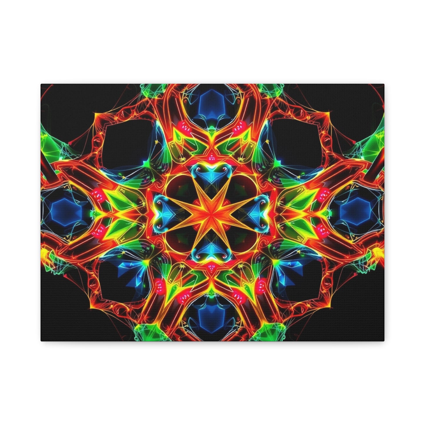 Kaleidoscope Neon Mandala Matte Canvas
