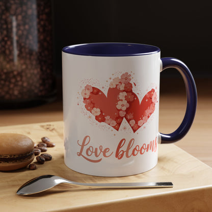 Love Blooms Accent Coffee Mug — Floral Heart 11/15oz