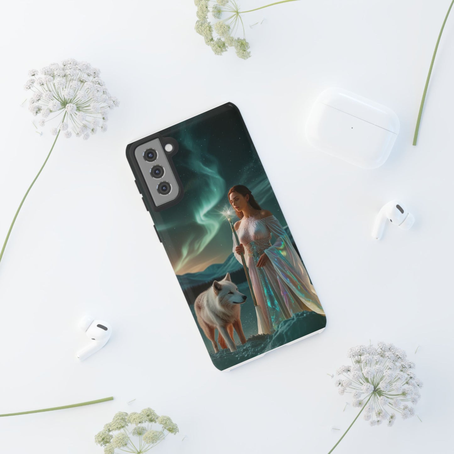 Samsung Aurora Guardian Handyhülle – Mystic Woman &amp; Wolf Magic Galaxy Schutz