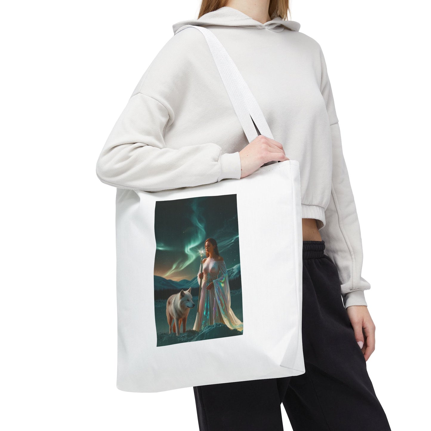 Tragetasche – Mystische Frau mit Wolf Aurora Art Tote