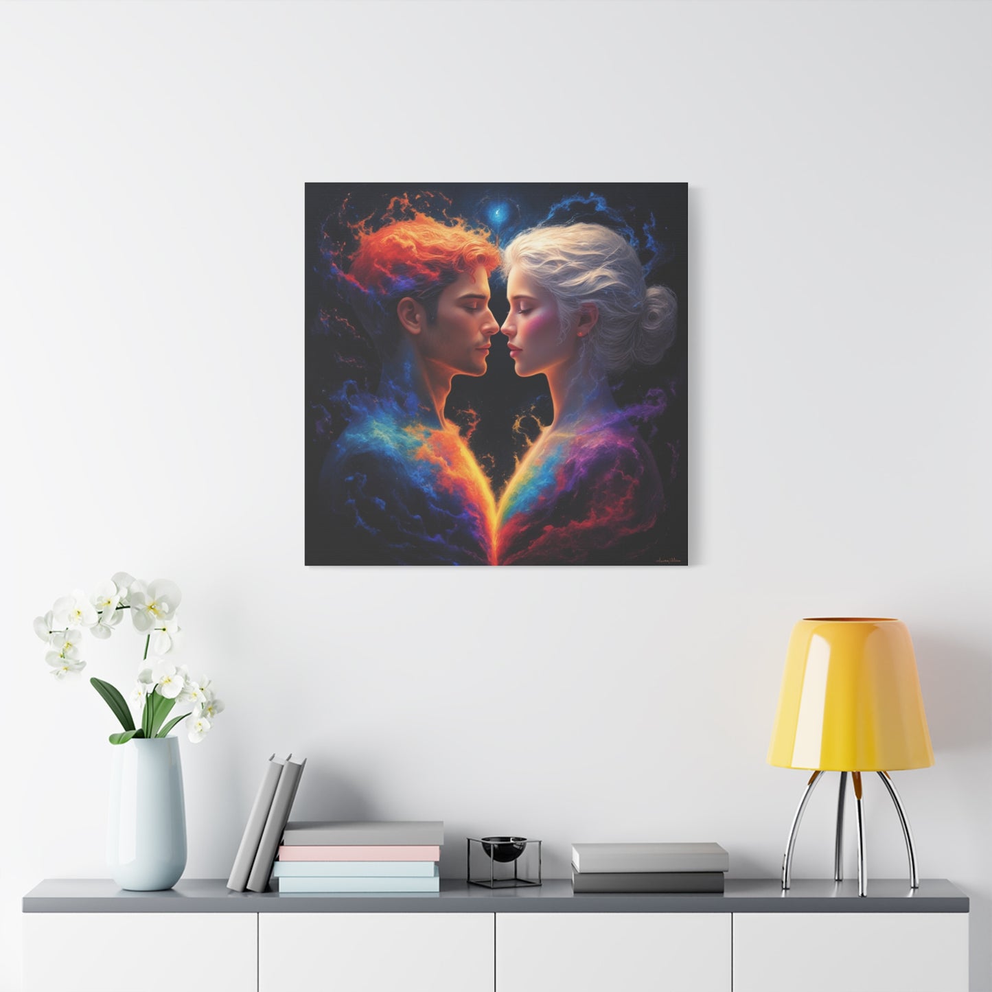 Cosmic Lovers Matte Canvas Art — Fire & Ice Romantic Wall Decor
