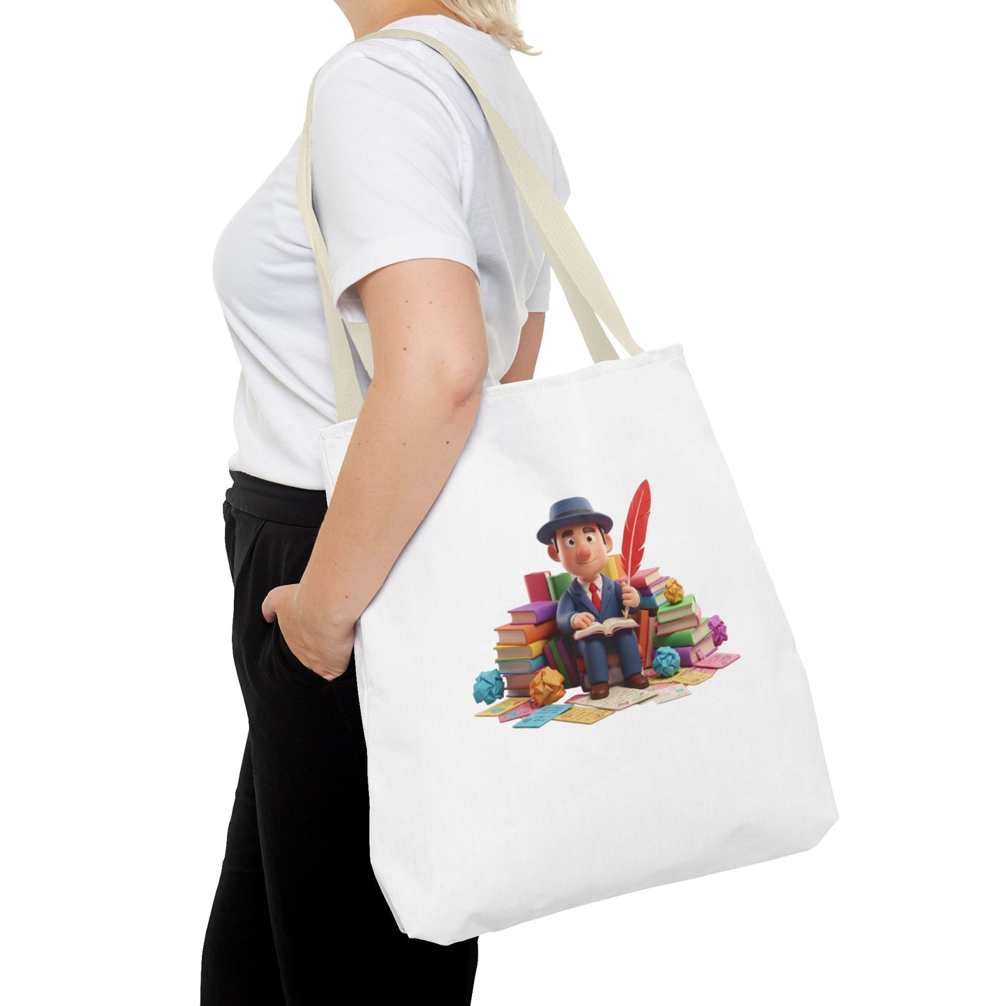 Tote — Cute Bookworm Writer Illustration Tote Bag