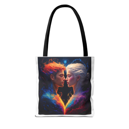 Cosmic Lovers Tote Bag — Fire & Ice Romantic Art AOP