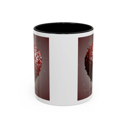 Heart Mosaic Accent Coffee Mug — Romantic Valentine’s Day Gift (11/15 oz)