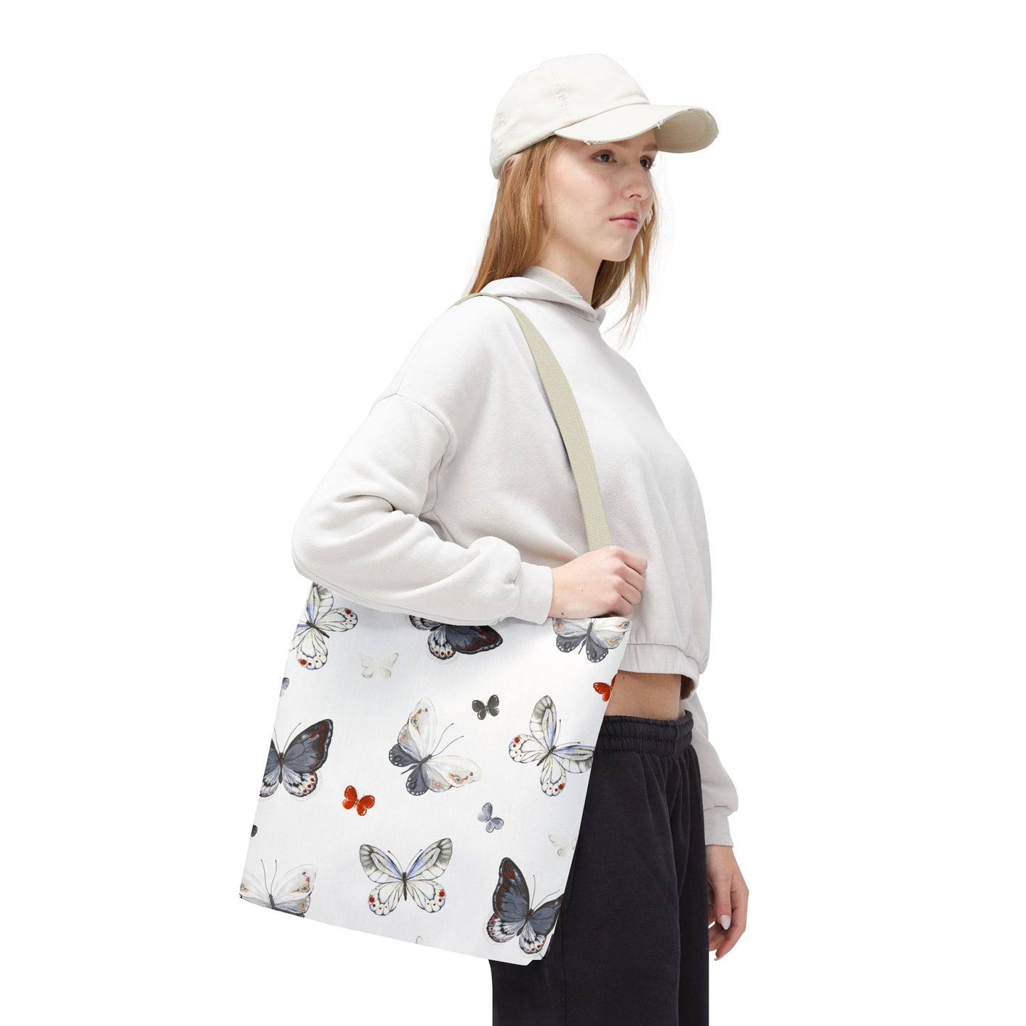 Butterfly Pattern Tote Bag — Lightweight Floral Tote for Everyday Use