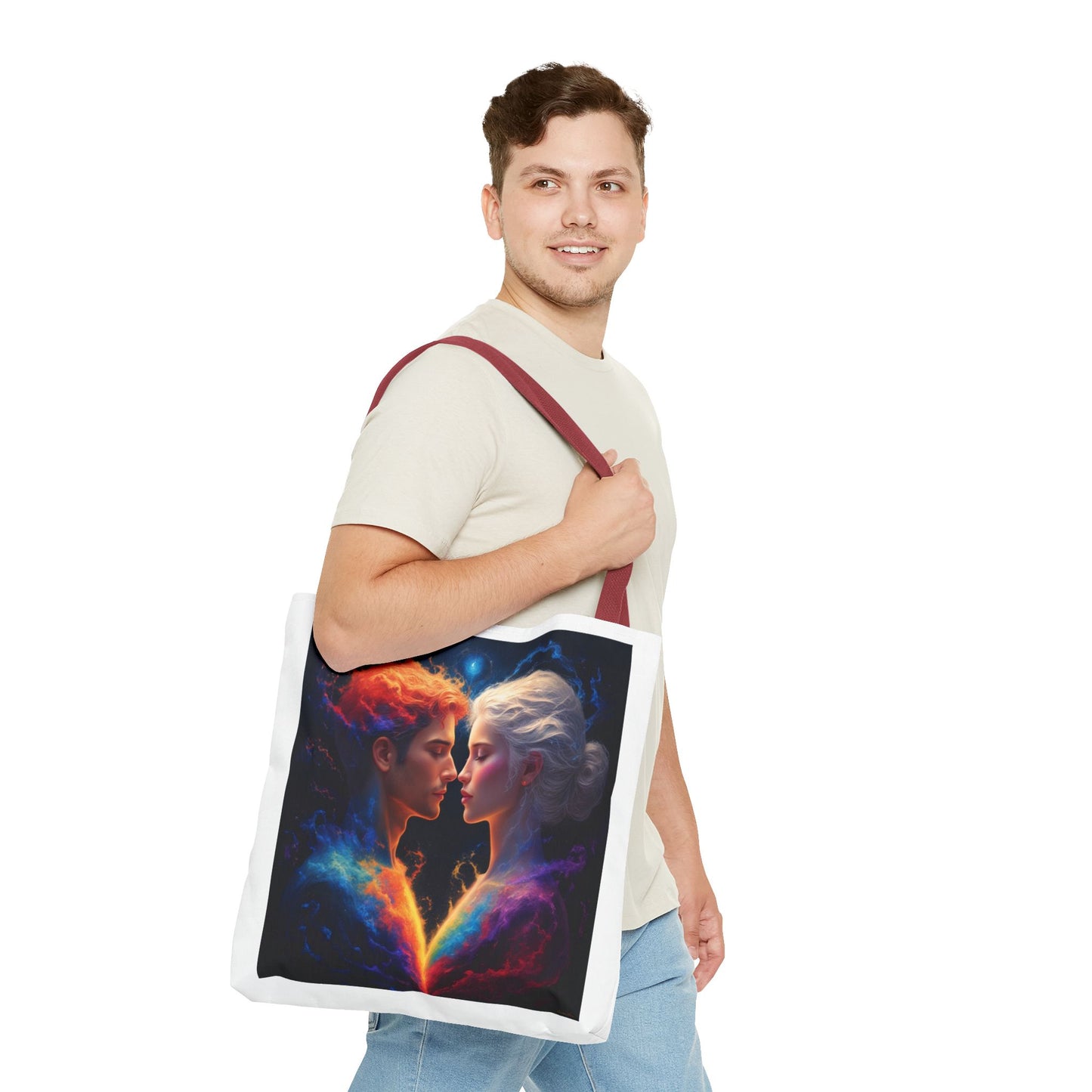Cosmic Lovers Tote Bag — Fire & Ice Romantic Art AOP