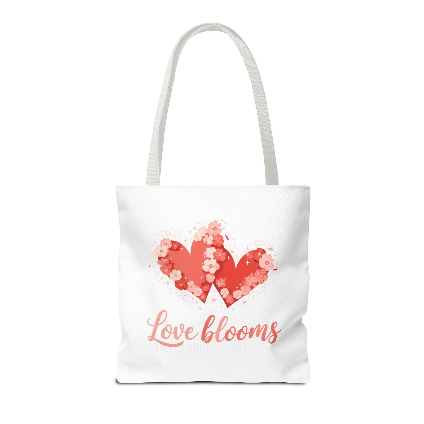 Love Blooms Heart Tote Bag — Floral Valentine Canvas Tote