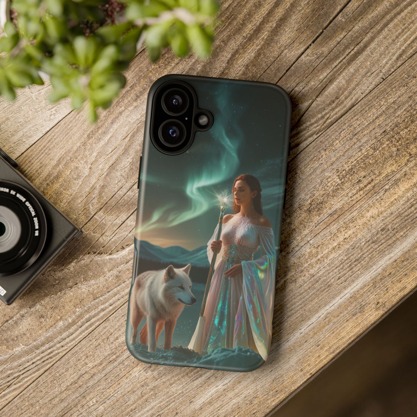 iPhone Mystic Guardian Phone Case — Aurora Wolf Woman Protective Cover