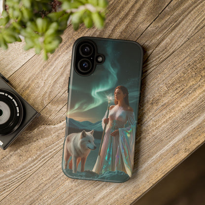 iPhone Mystic Guardian Phone Case — Aurora Wolf Woman Protective Cover
