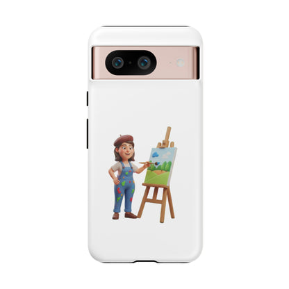 Google Artist Painting Phone Case — Cute Female Painter Illustration Phone Cover