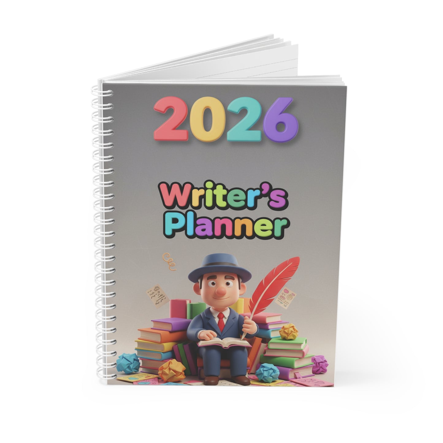 2026 Writer's Planner Spiral Notebook — Creative Writing Journal & Daily Planner