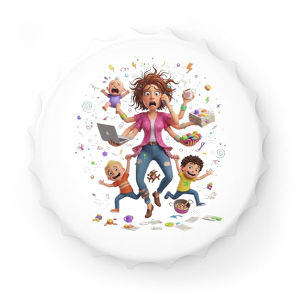 Chaos Mom Bottle Opener – Funny Mom Life Kitchen Magnet