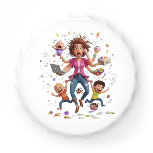 Chaos Mom Bottle Opener – Funny Mom Life Kitchen Magnet