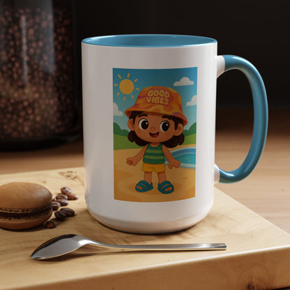 Good Vibes Beach Kid Mug — Accent Coffee Mug (11/15oz)
