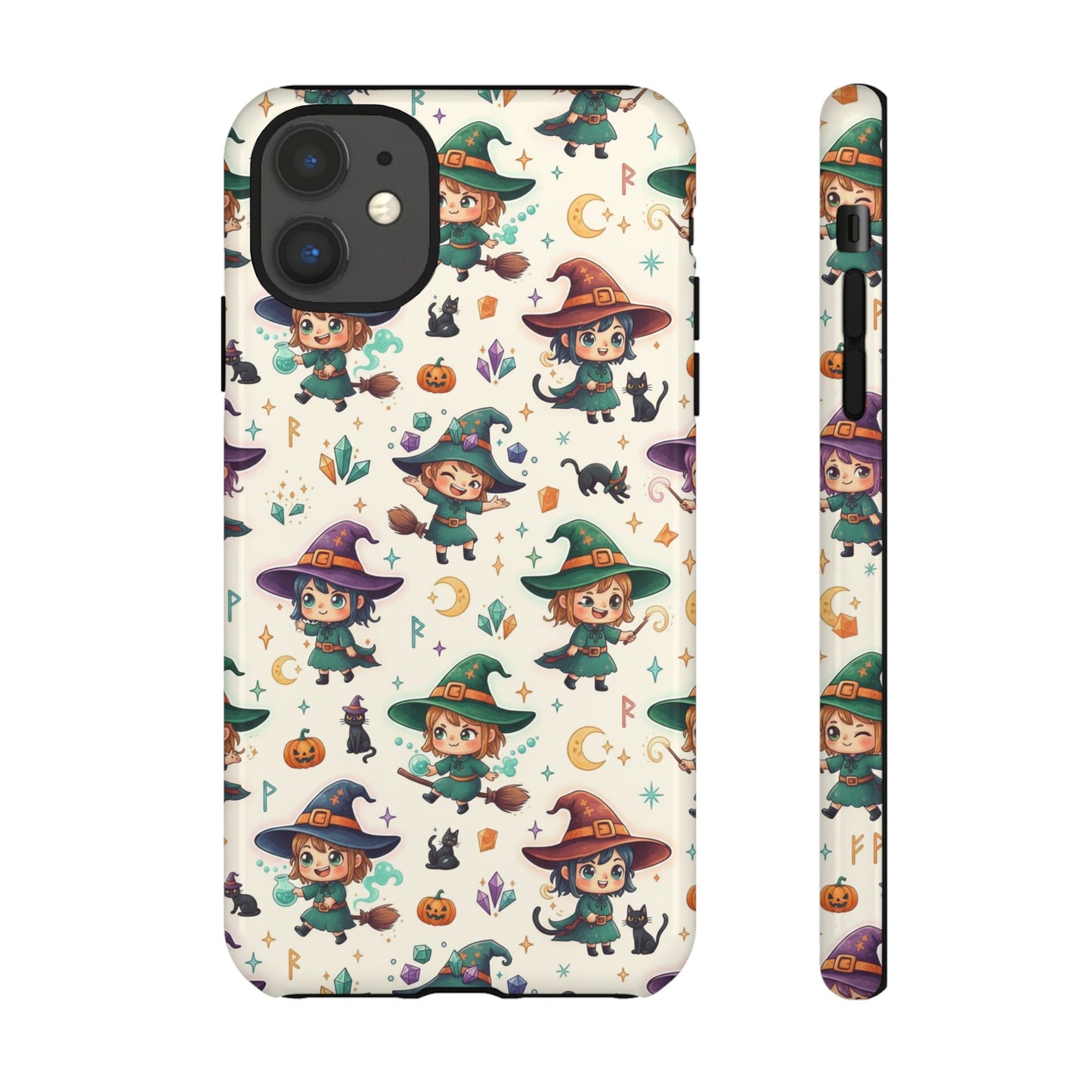 Niedliche iPhone-Handyhülle mit Hexenmuster – Halloween-Kawaii-iPhone-Hülle