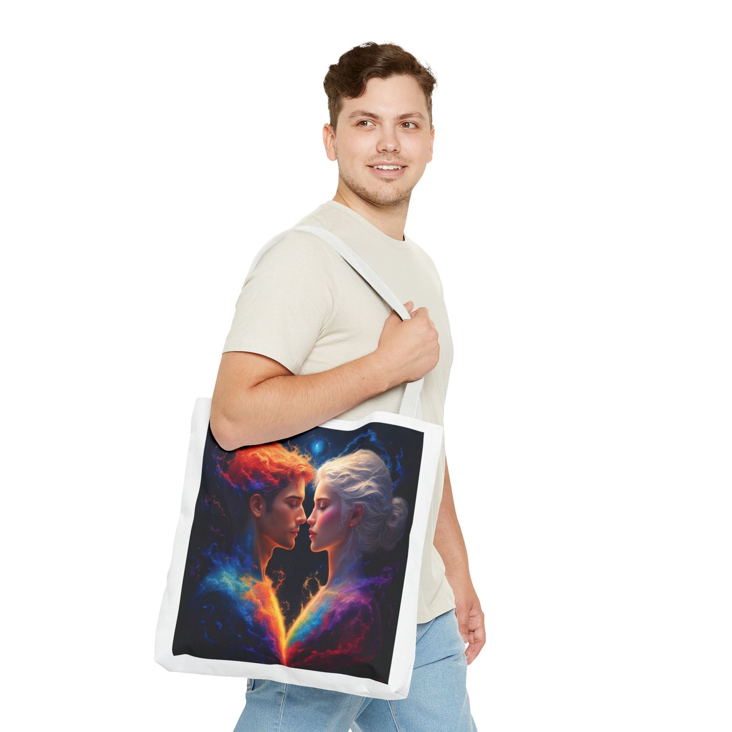Cosmic Lovers Tote Bag — Fire & Ice Romantic Art AOP