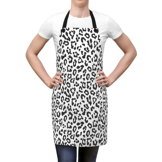 Black & White Leopard Print Apron — Stylish Animal-Print Kitchen Apron