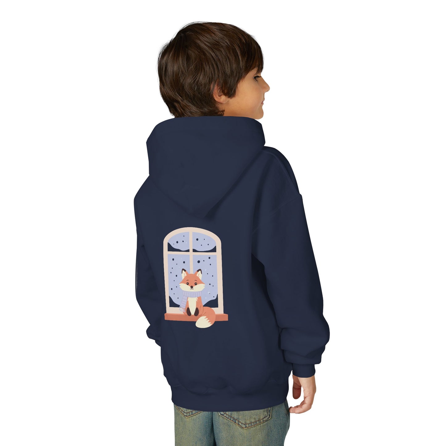 Kids Fox Hoodie - Cozy Winter Window Design