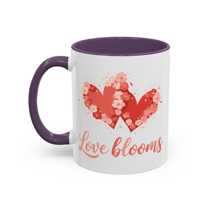 Love Blooms Accent Coffee Mug — Floral Heart 11/15oz