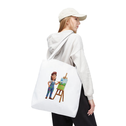 Artist Tote Bag — Painter with Easel Illustrated AOP Tote