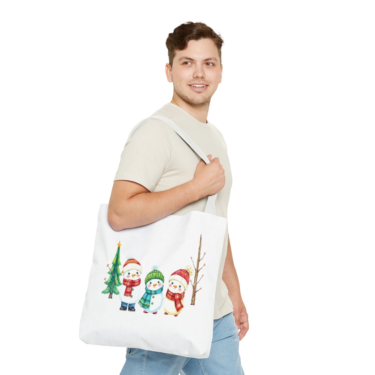 Christmas Snowman Tote Bag — Cute Holiday Winter Market Tote