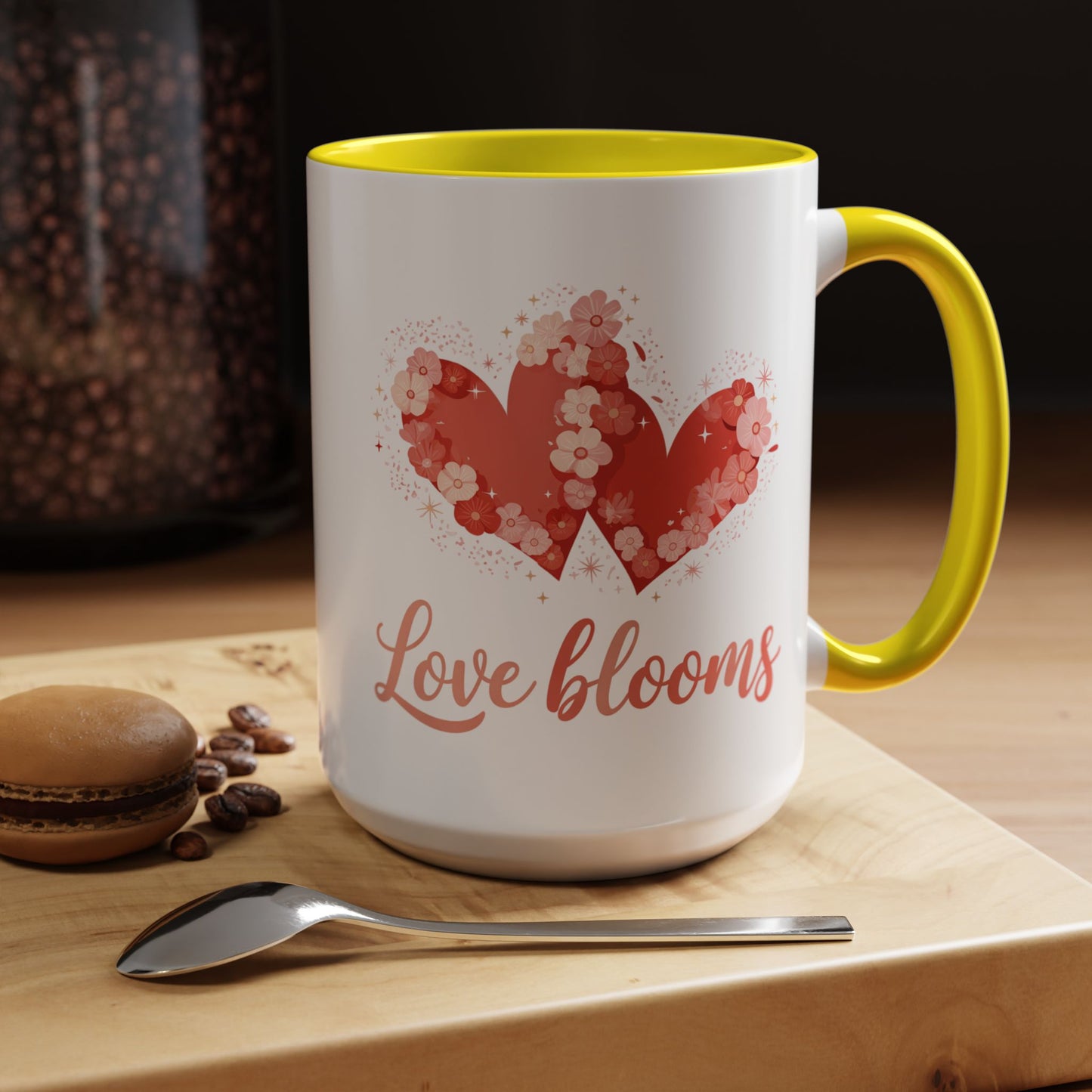 Love Blooms Accent Coffee Mug — Floral Heart 11/15oz