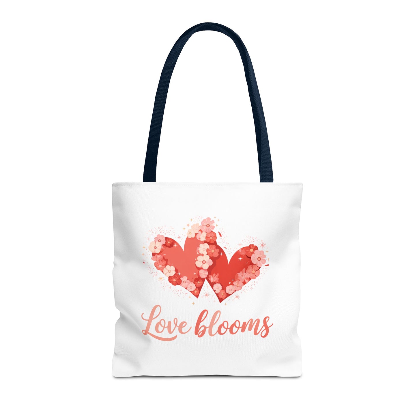 Love Blooms Heart Tote Bag — Floral Valentine Canvas Tote