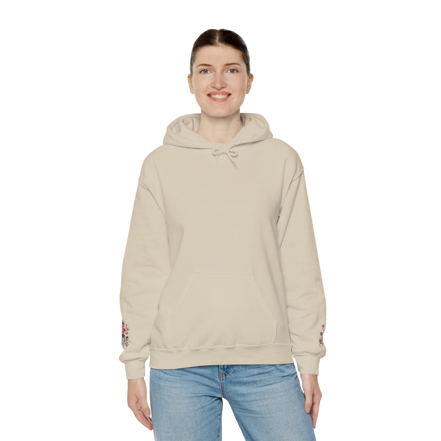 Hoodie – Pullover mit verspielter Illustration von Mutter und Kindern: „Super Mama“