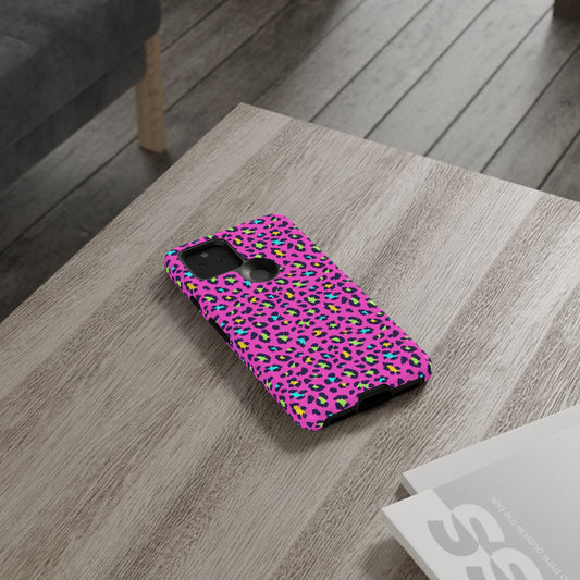 Google Pink Neon Leopard Tough Phone Case — Bright Animal Print Protective Cover