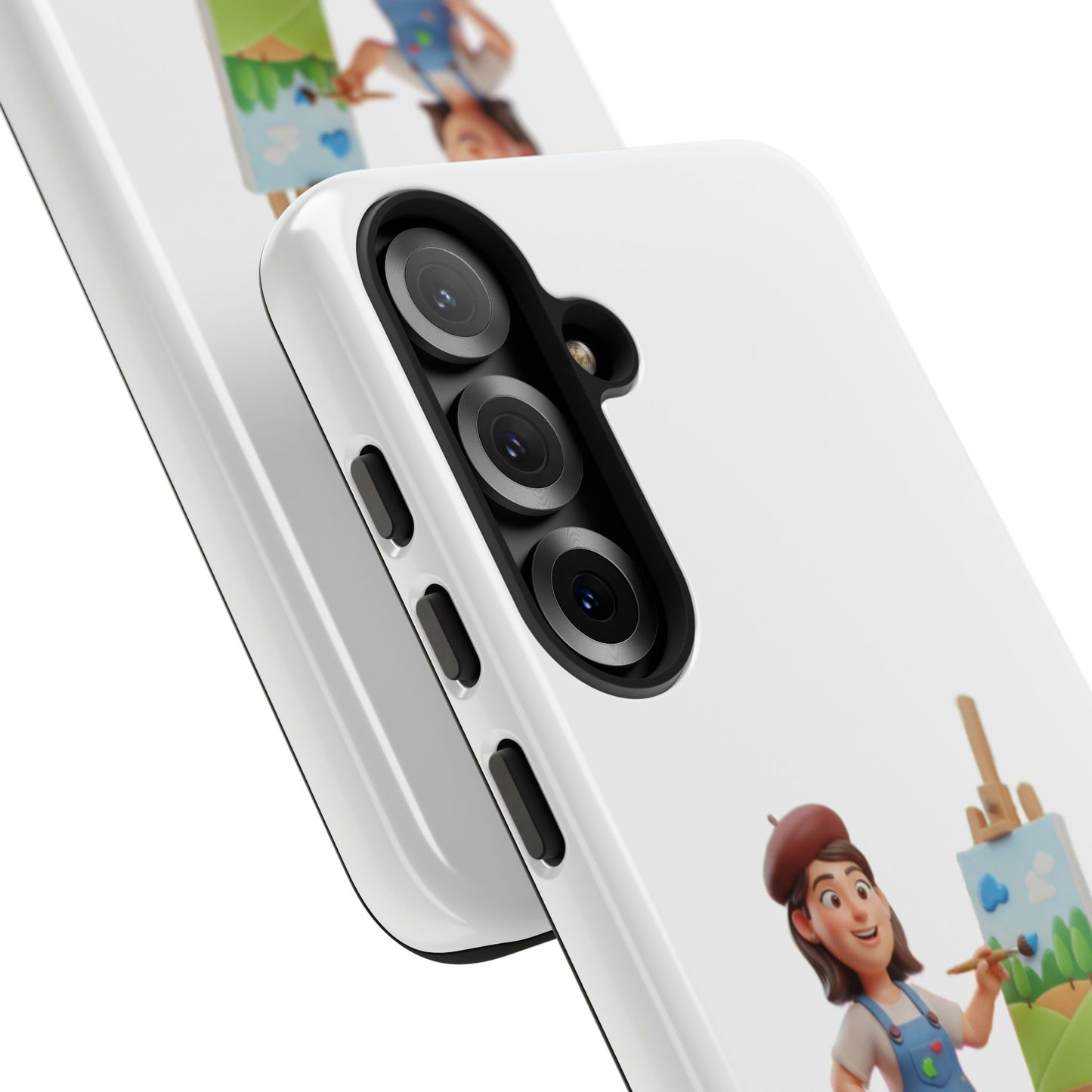 Samsung Handyhülle mit Künstlermotiv – Schutzhülle mit niedlicher Illustration einer Malerin