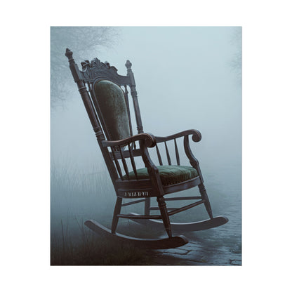 Vintage-Schaukelstuhl-Poster – Stimmungsvolles, nebliges Cottage-Wandbild (gerolltes Poster)
