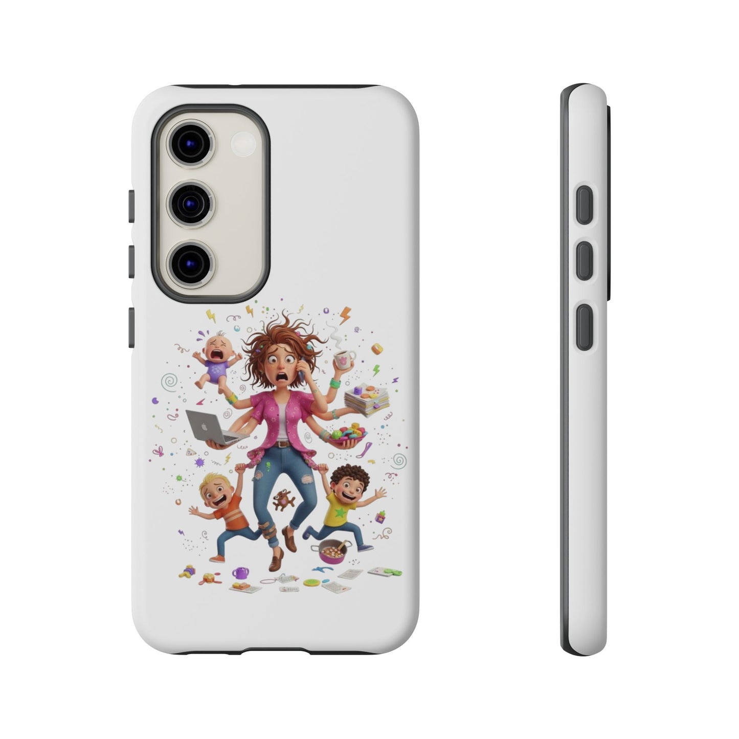 Samsung Mom Life Phone Case — Funny Juggling Mom Illustration Protective Case