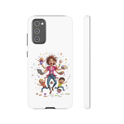 Samsung Mom Life Phone Case — Funny Juggling Mom Illustration Protective Case