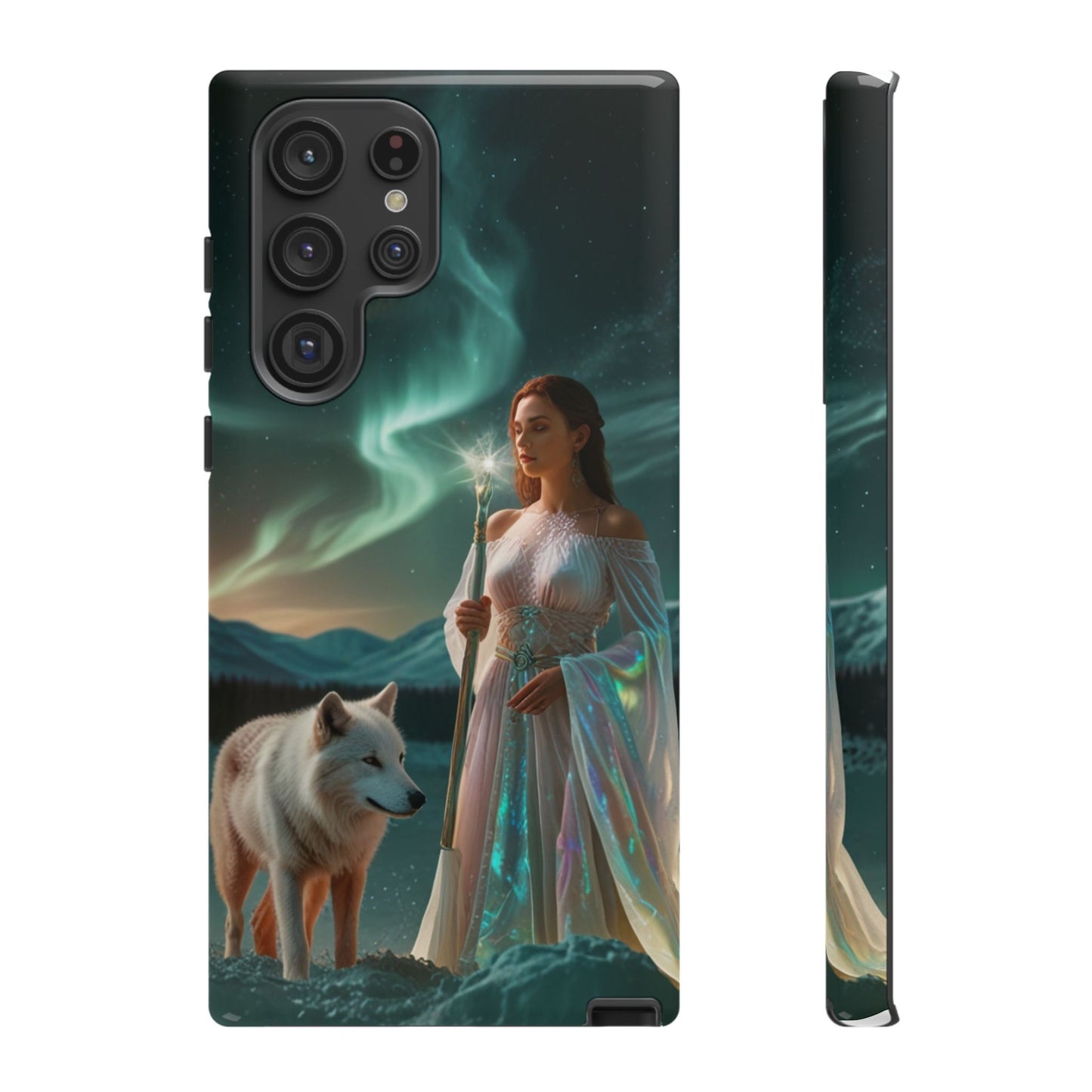 Samsung Aurora Guardian Handyhülle – Mystic Woman &amp; Wolf Magic Galaxy Schutz