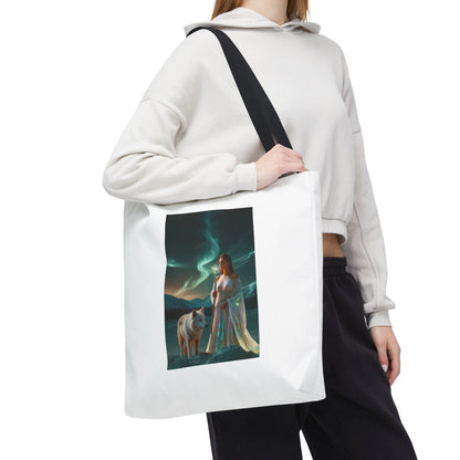 Tragetasche – Mystische Frau mit Wolf Aurora Art Tote