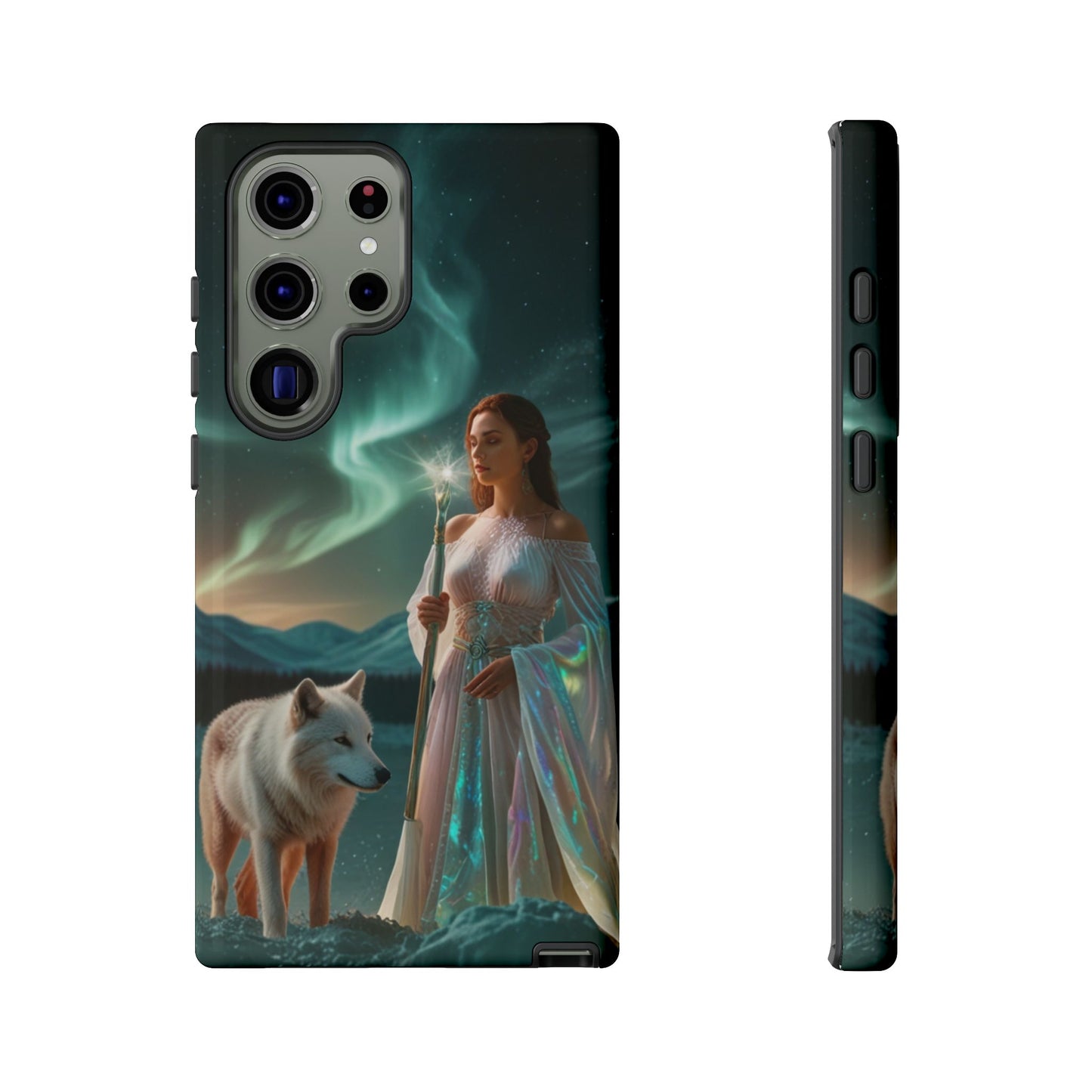 Samsung Aurora Guardian Handyhülle – Mystic Woman &amp; Wolf Magic Galaxy Schutz