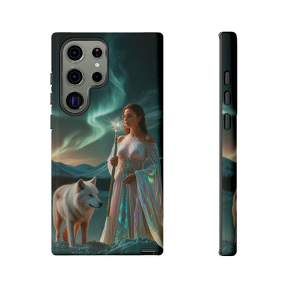 Samsung Aurora Guardian Handyhülle – Mystic Woman &amp; Wolf Magic Galaxy Schutz