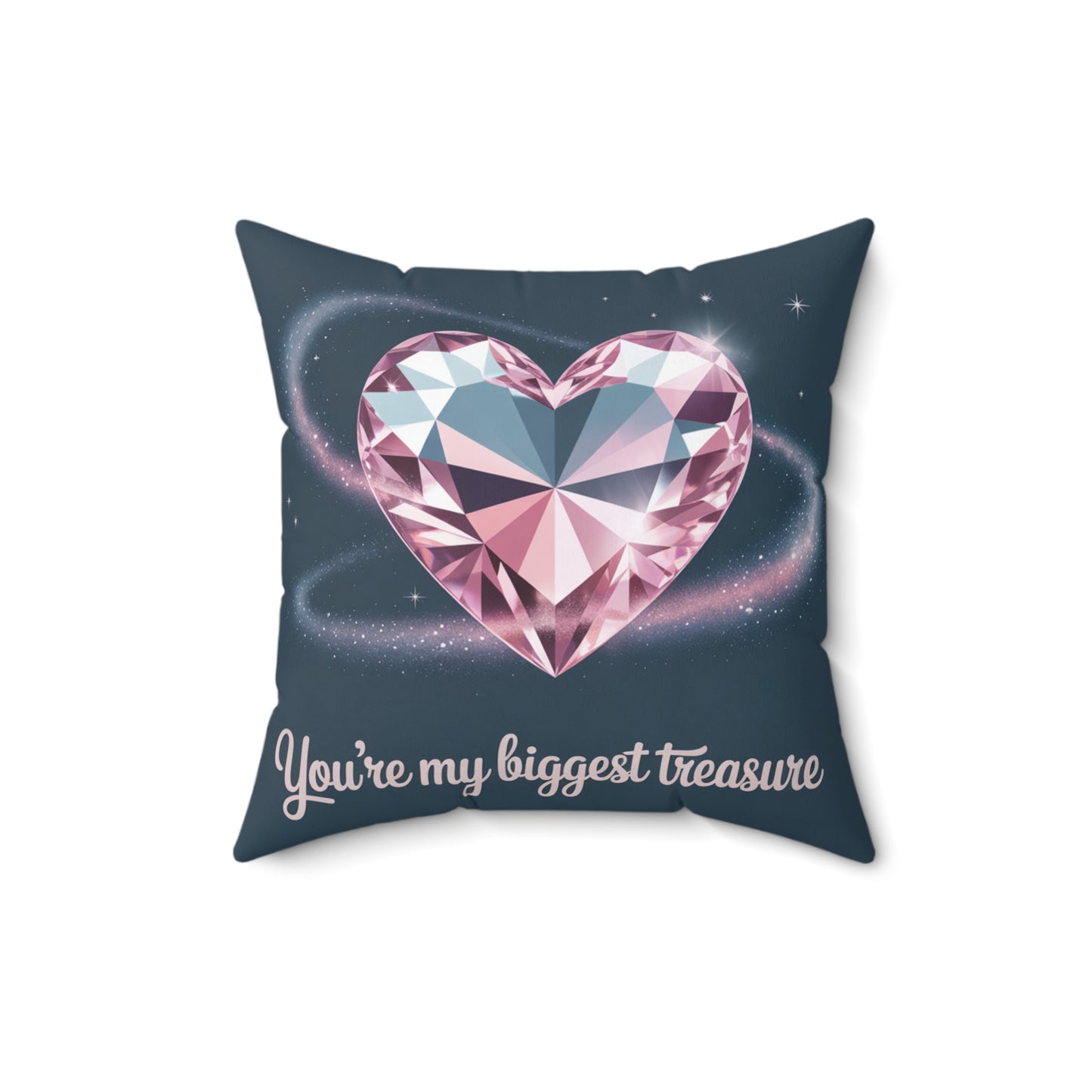 Heart Diamond Pillow – "You're My Biggest Treasure" Decorative Throw Pillow