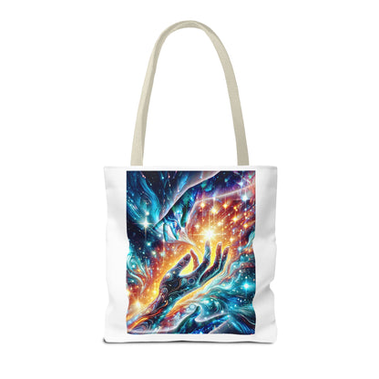 Cosmic Hands Tote Bag — Vibrant Galaxy Art Tote for Everyday, Beach & Gifts