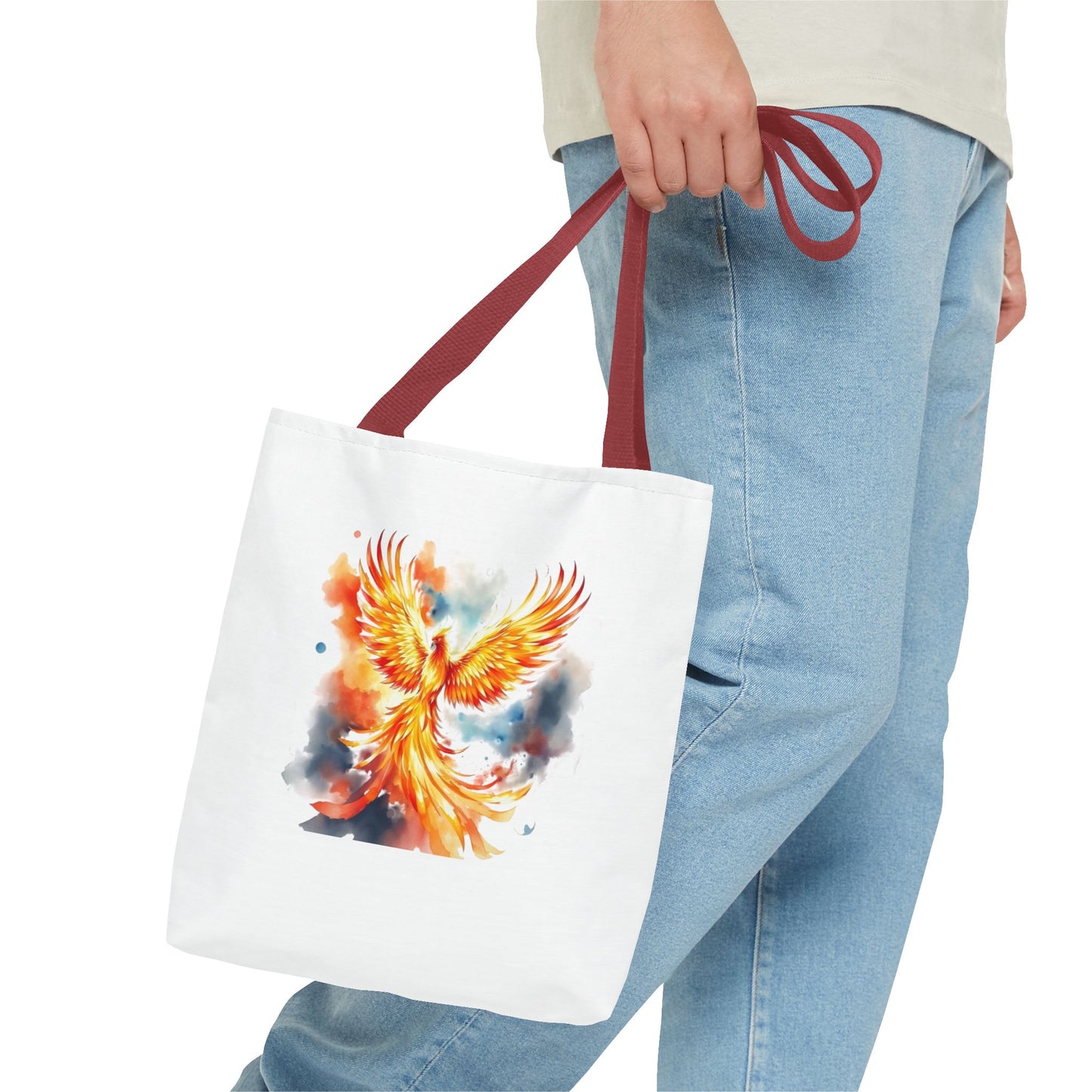 Phoenix Watercolor Tote Bag – Vibrant Rising Bird All-Over Print Tote