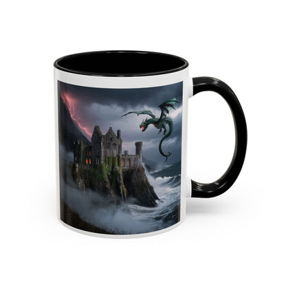 Fantasy Dragon Accent Coffee Mug, Unique Coffee Cup, Magical Gift for Dragon Lovers, Birthday Present, Home Decor for Fantasy Fans