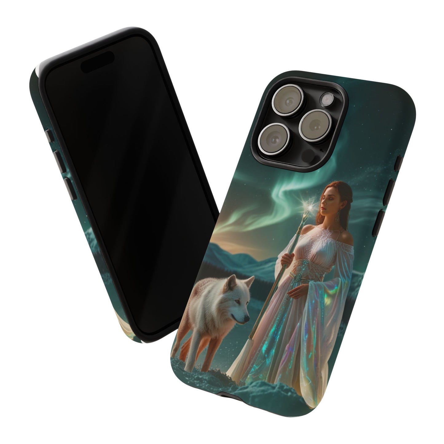 iPhone Mystic Guardian Phone Case — Aurora Wolf Woman Protective Cover