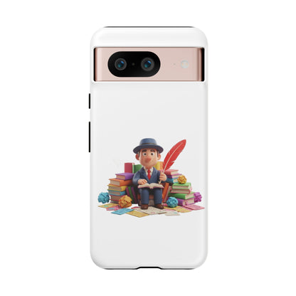 Google Author's Journey Phone Case — Cute Writer Illustration, Books & Quill Protective Cover